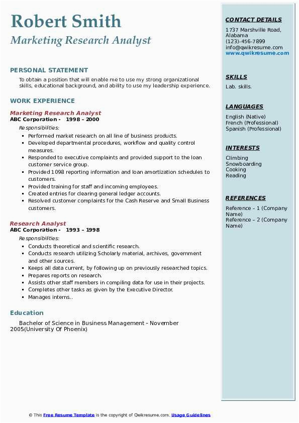 Entry Level Market Research Analyst Resume Sample Research Analyst Resume Samples