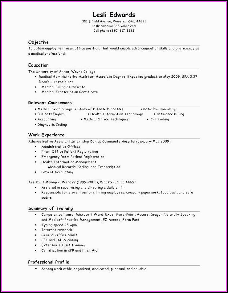 Entry Level Medical Coding Resume Sample Resume for Entry Level Medical Billing and Coding Resume