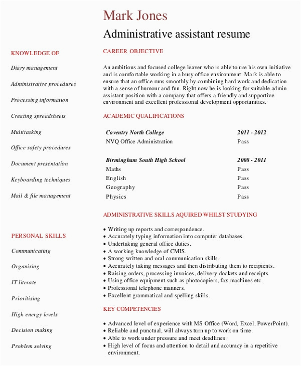 Entry Level Office assistant Resume Sample Entry Level Administrative assistant Resume – 7 Free Pdf