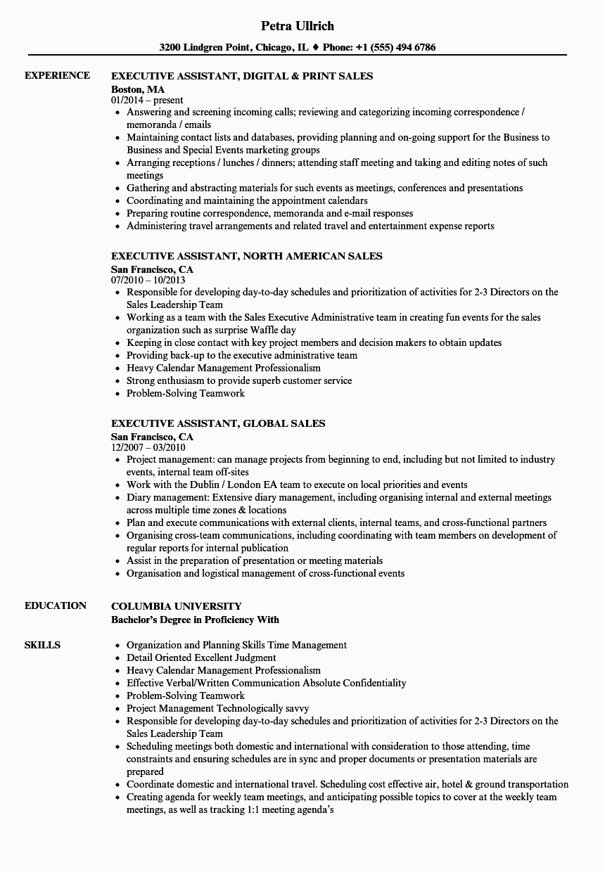 Executive assistant Job Description Resume Sample Executive assistant Resume Sales Executive assistant