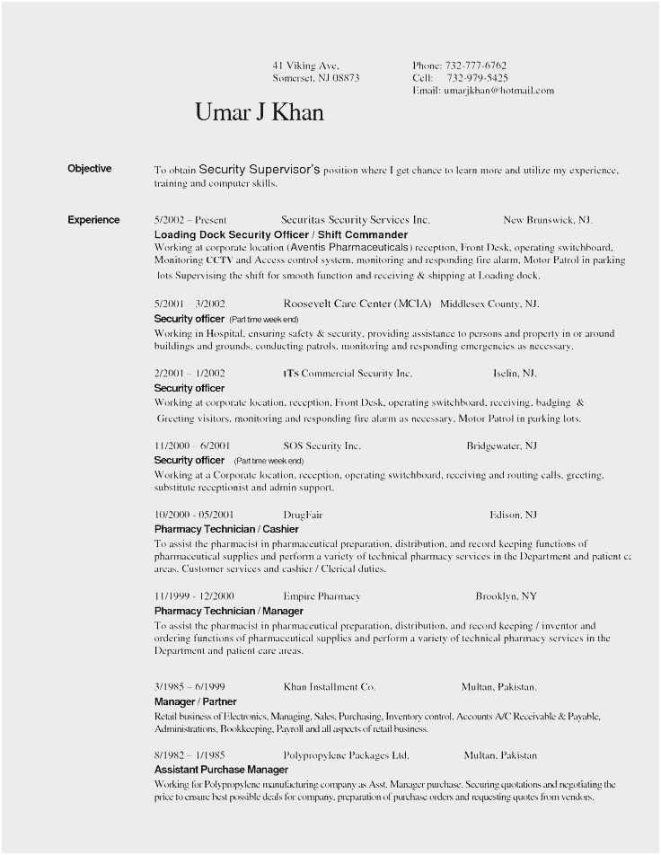 Free Sample Resume for Security Supervisor Download 52 Security Supervisor Resume Free Download