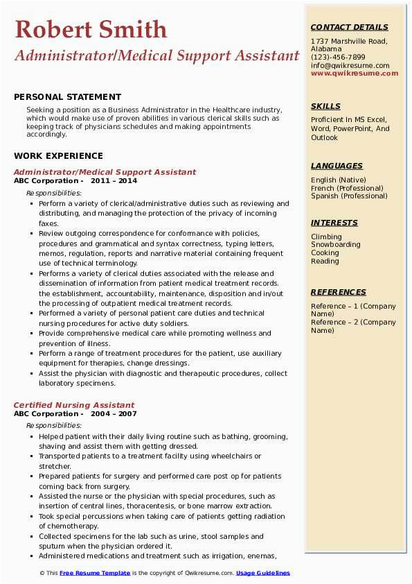 Medical Support assistant Federal Resume Sample Medical Support assistant Knowledge Skills and Abilities
