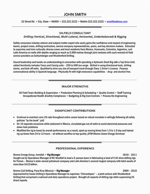 Oil and Gas Resume Samples Pdf top Oil & Gas Resume Templates & Samples