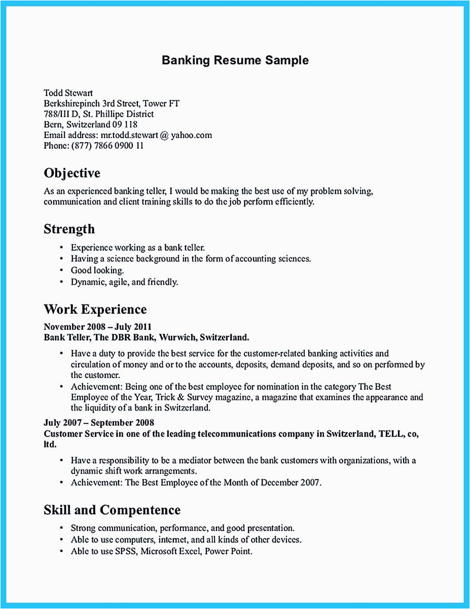 Resume Cover Letter Sample for Bank Job Learning to Write From A Concise Bank Teller Resume Sample