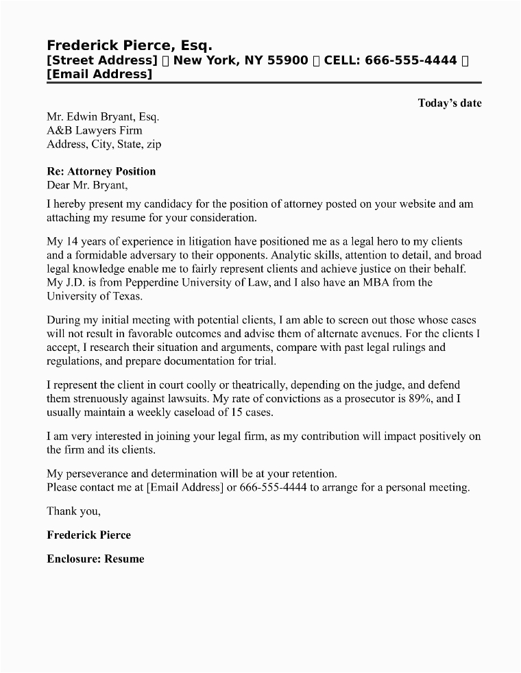 Sample attorney Cover Letter for Resume attorney Cover Letter Sample