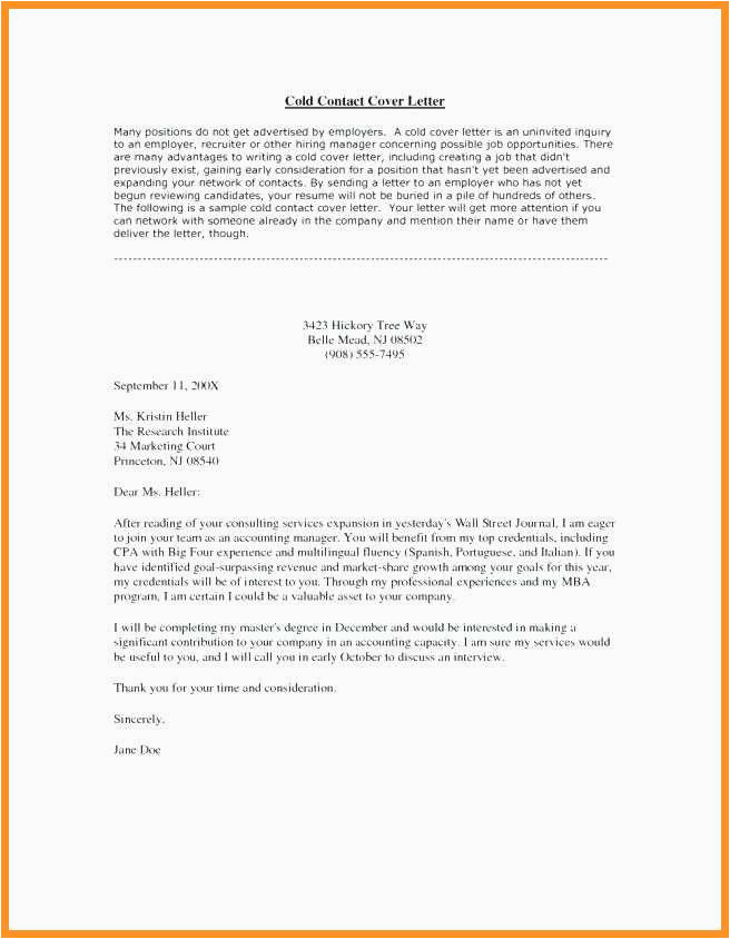 Sample Cold Contact Cover Letter for Resume 14 15 Cold Call Cover Letter Sample southbeachcafesf