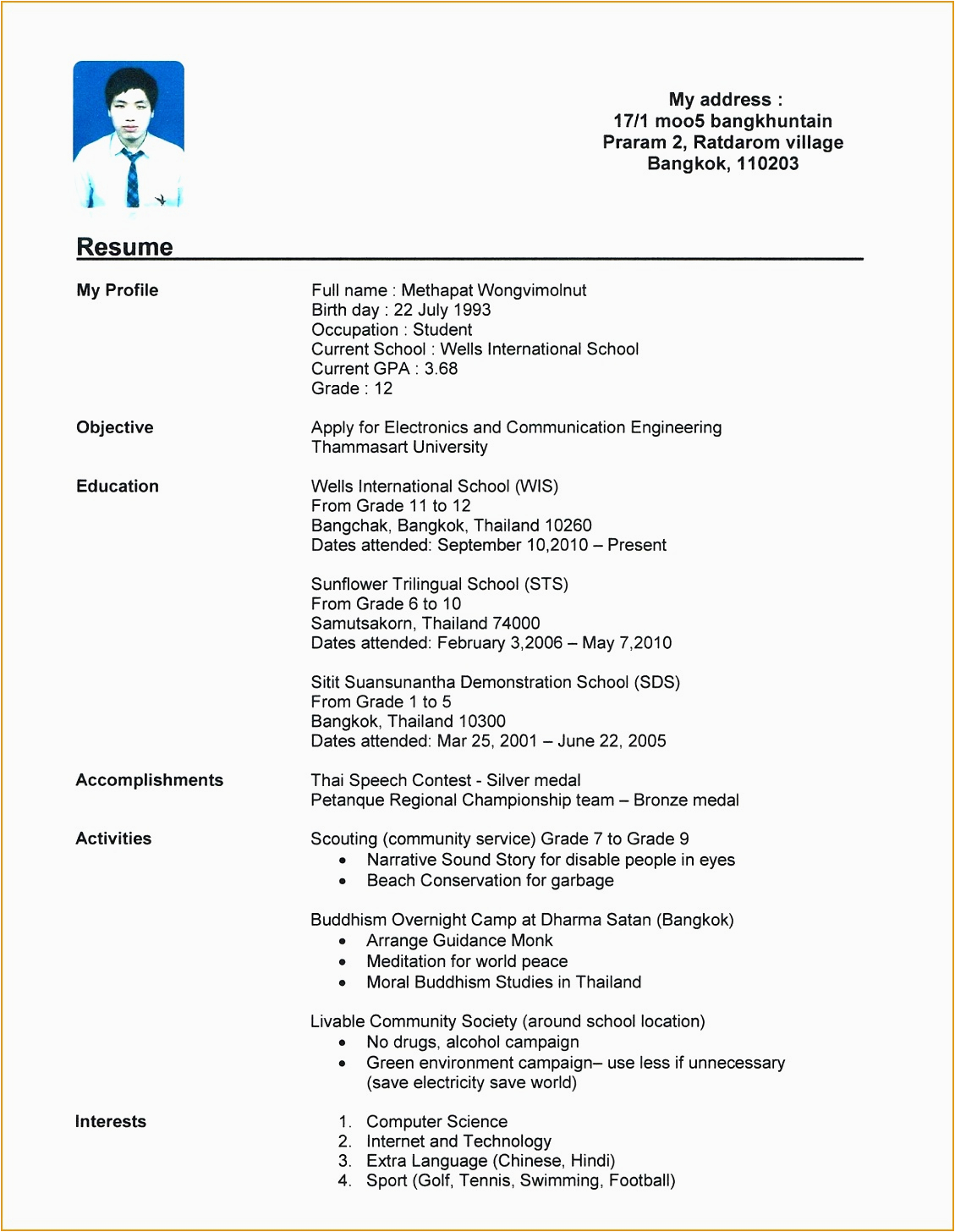 Sample College Resume with No Work Experience 6 Resume Templates College Student No Job Experience