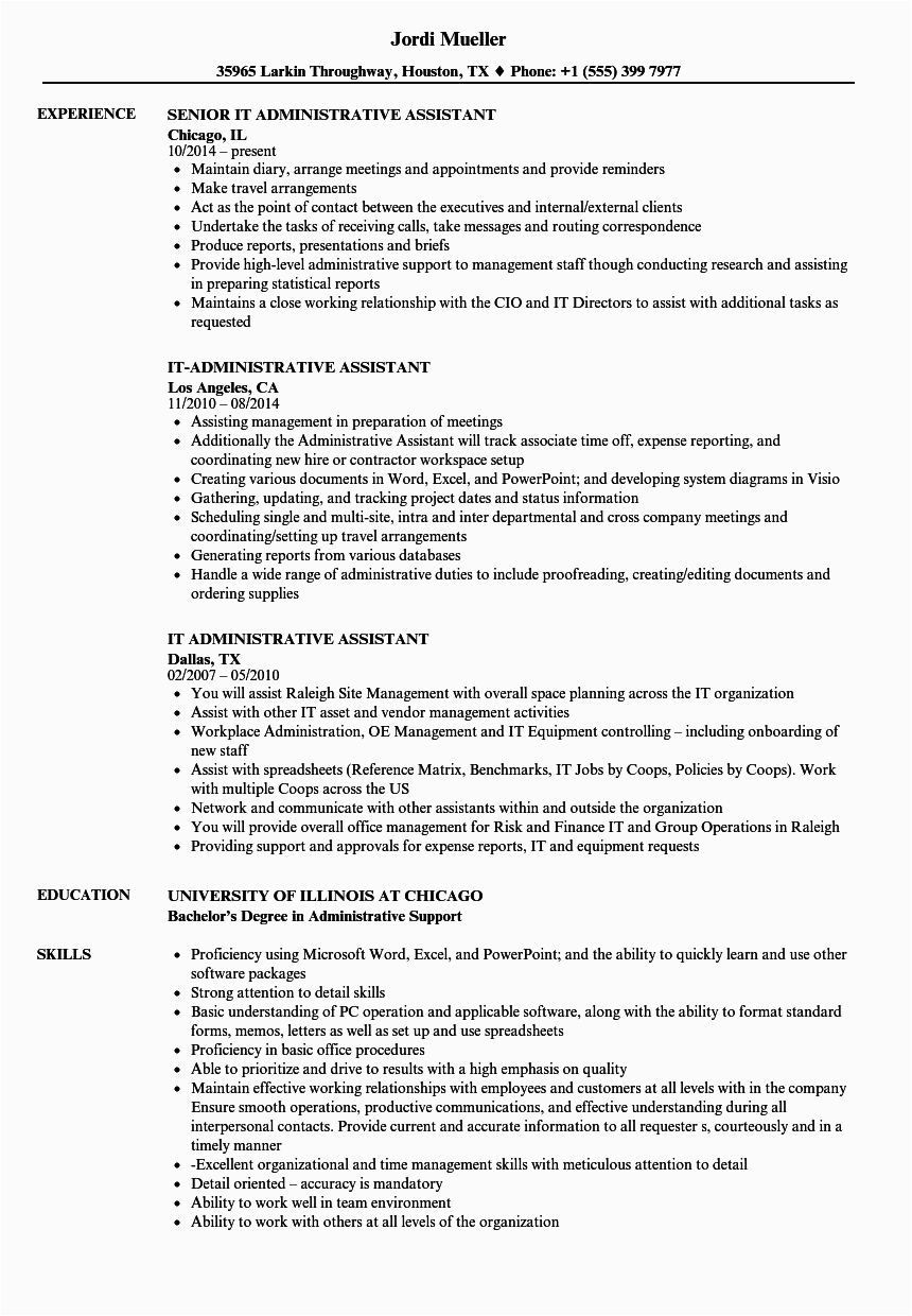 Sample Combination Resume for Administrative assistant It Administrative assistant Resume Samples