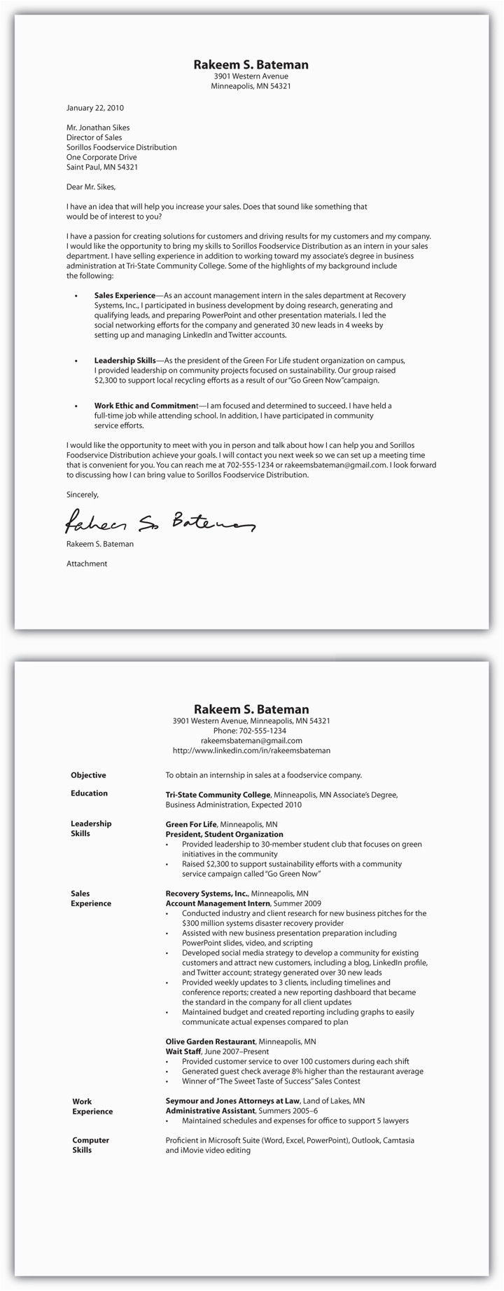 Sample Cover Letter and Resume In One Document Selling U Résumé and Cover Letter Essentials