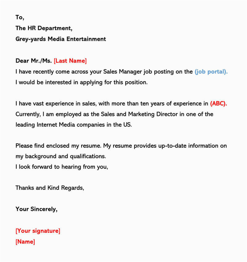 Sample Cover Letter for A Resume by Email Cover Letter by Email