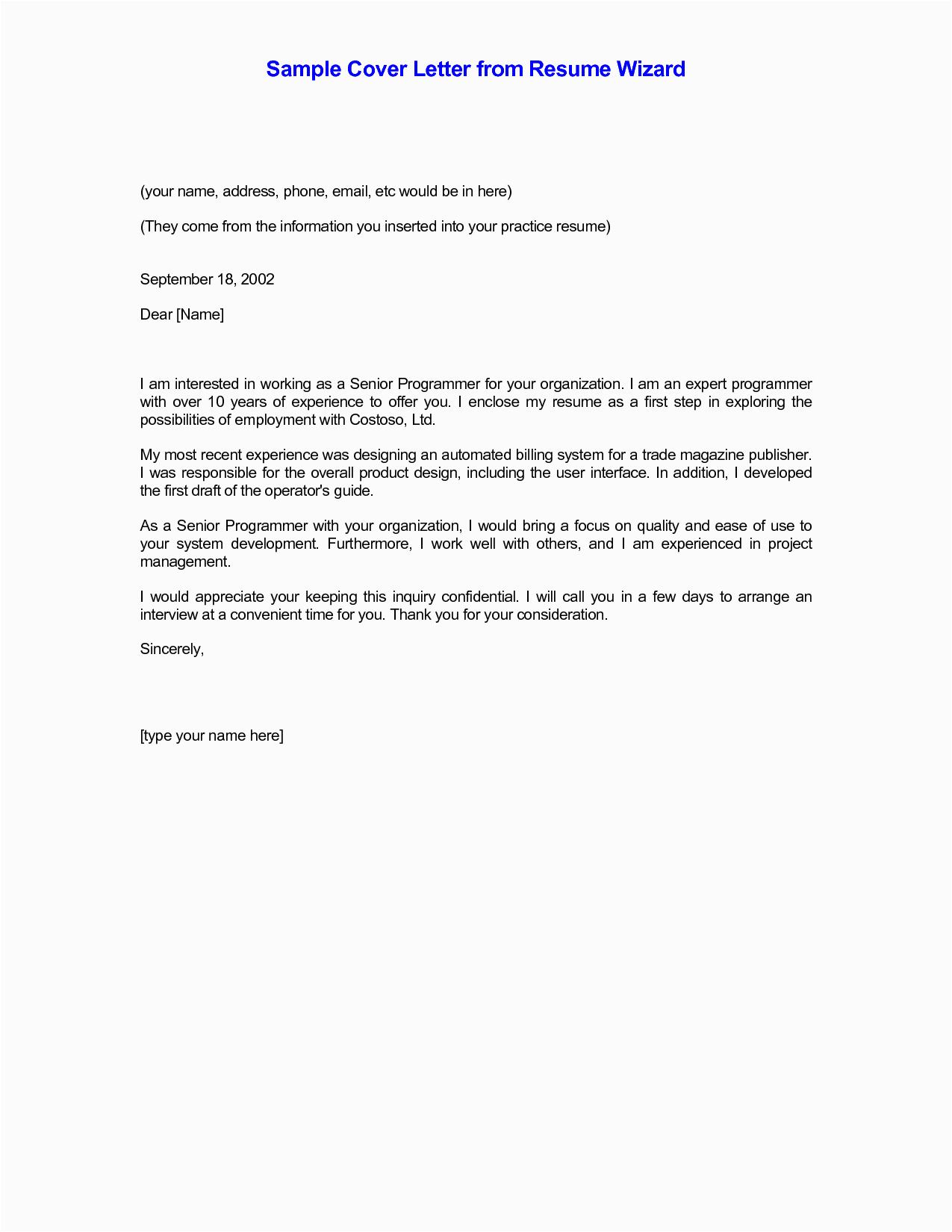 Sample Cover Letter with attached Resume Cover Letter for Resume