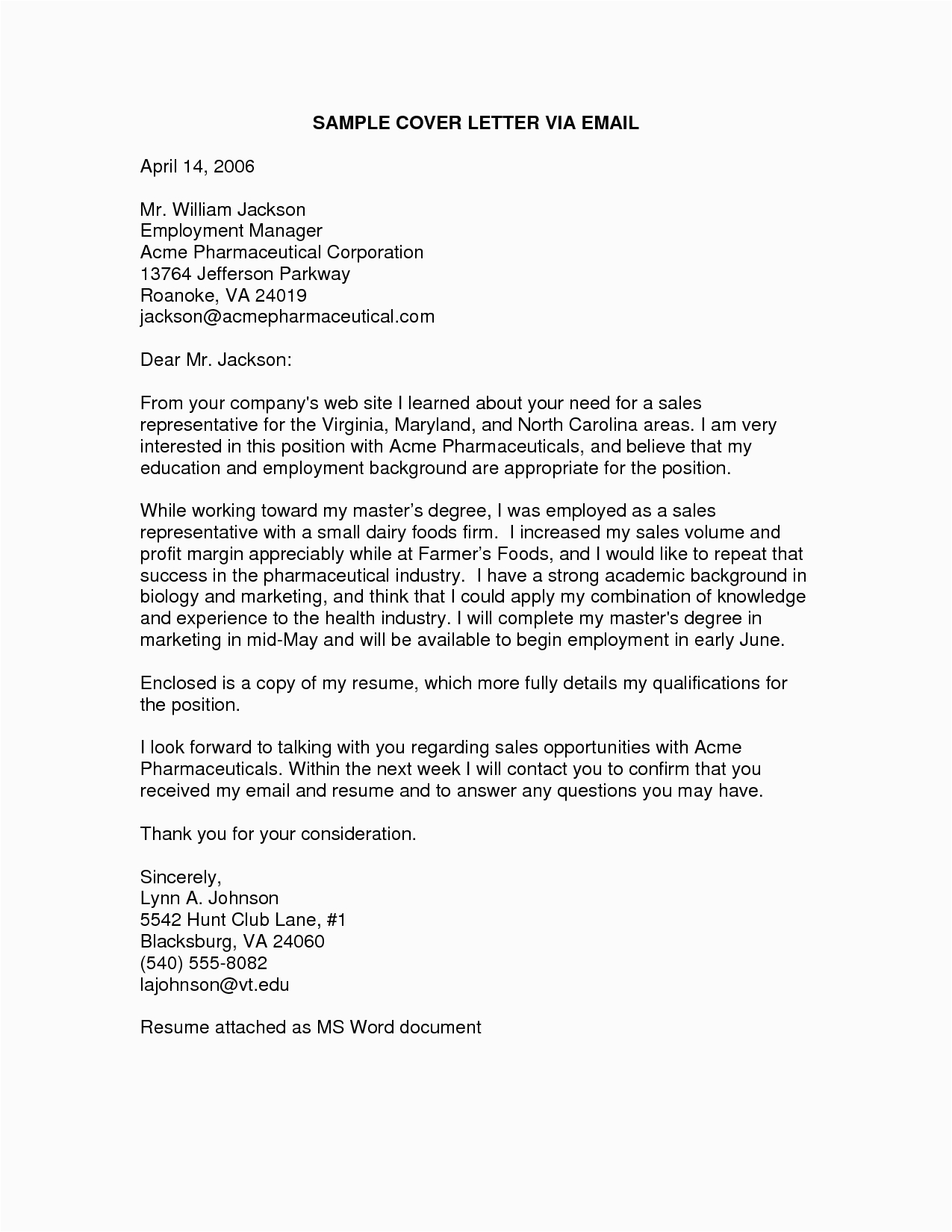 Sample Covering Letter for Sending Resume Through Email Cover Letter Template Via Email