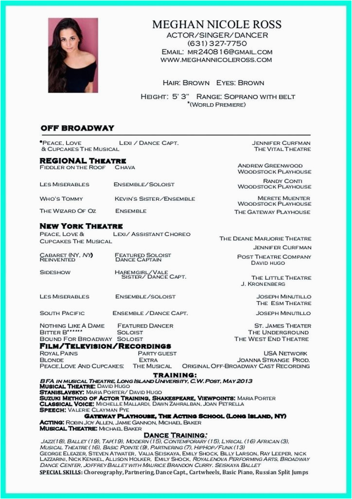 Sample Dance Resume for College Application Dancer Resume Examples