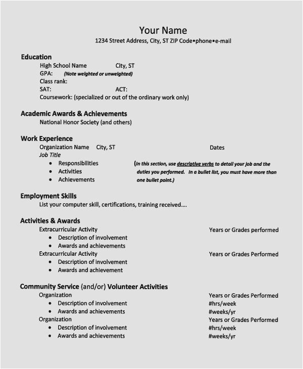 Sample High School Student Resume for College Free 8 Sample High School Student Resume Templates In Ms