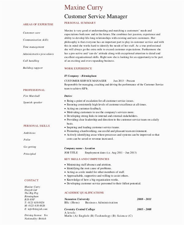 Sample Resume Customer Service Retail Store 8 Retail Manager Resumes Free Sample Example format