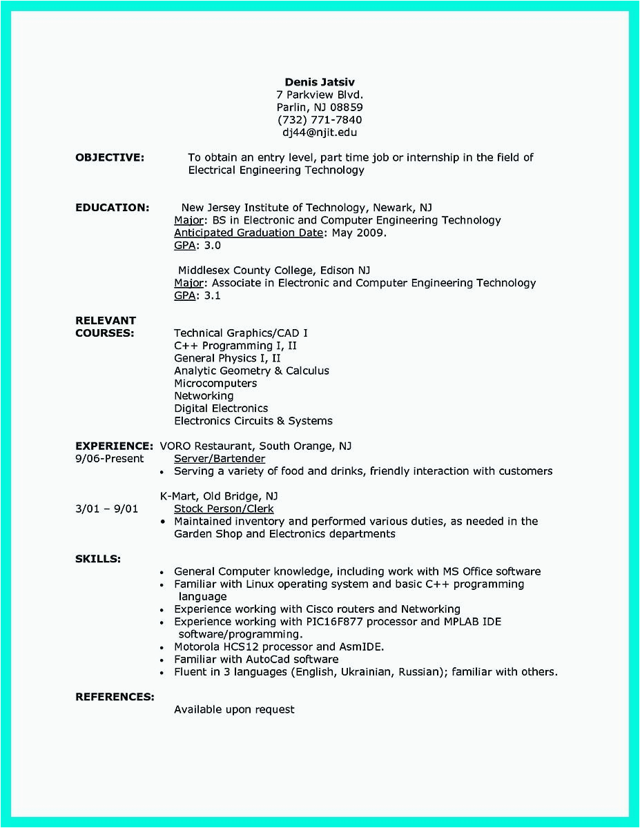 Sample Resume Entry Level Computer Science the Best Puter Science Resume Sample Collection