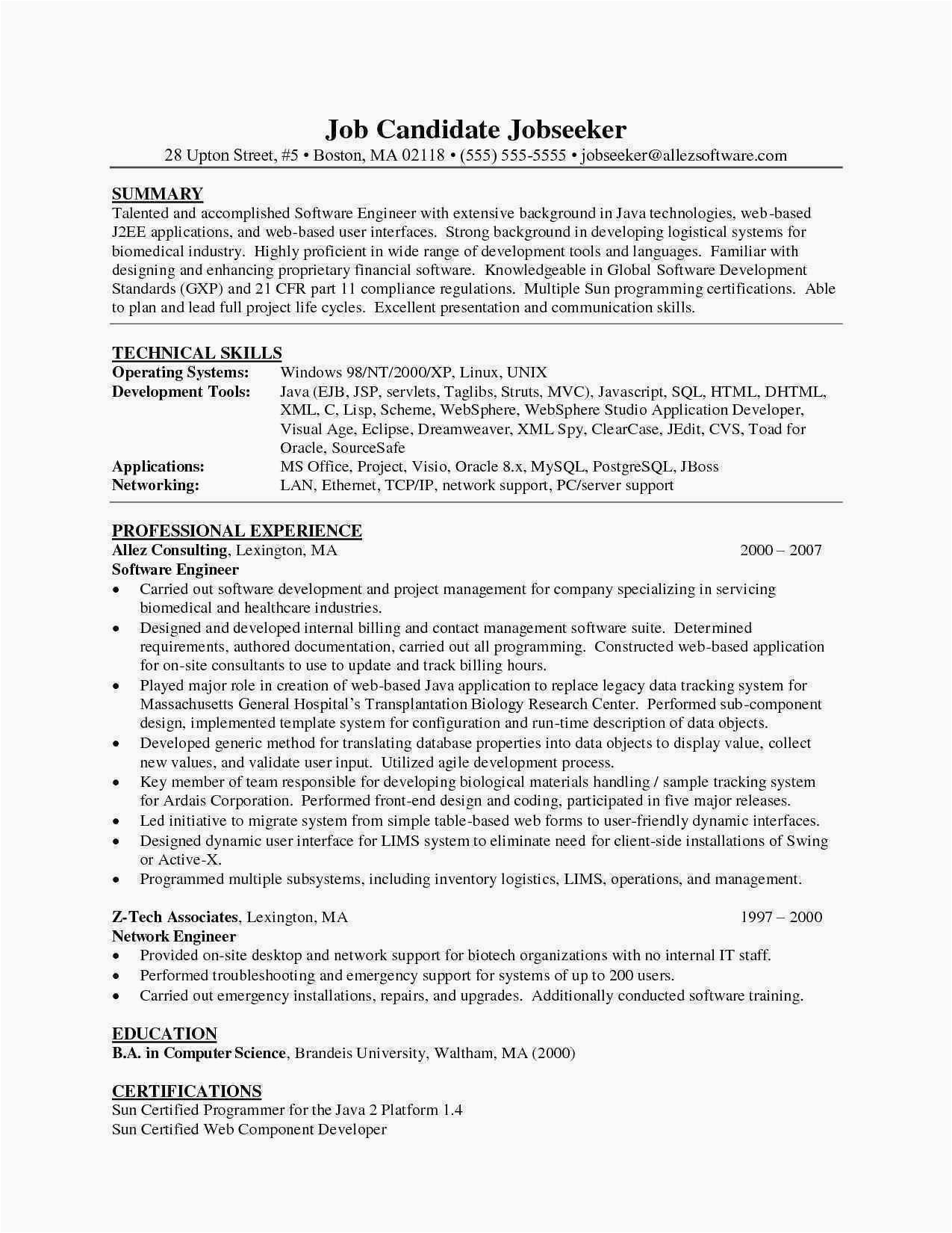 Sample Resume for 1 Year Experience In Network Engineer 8 Year Experience