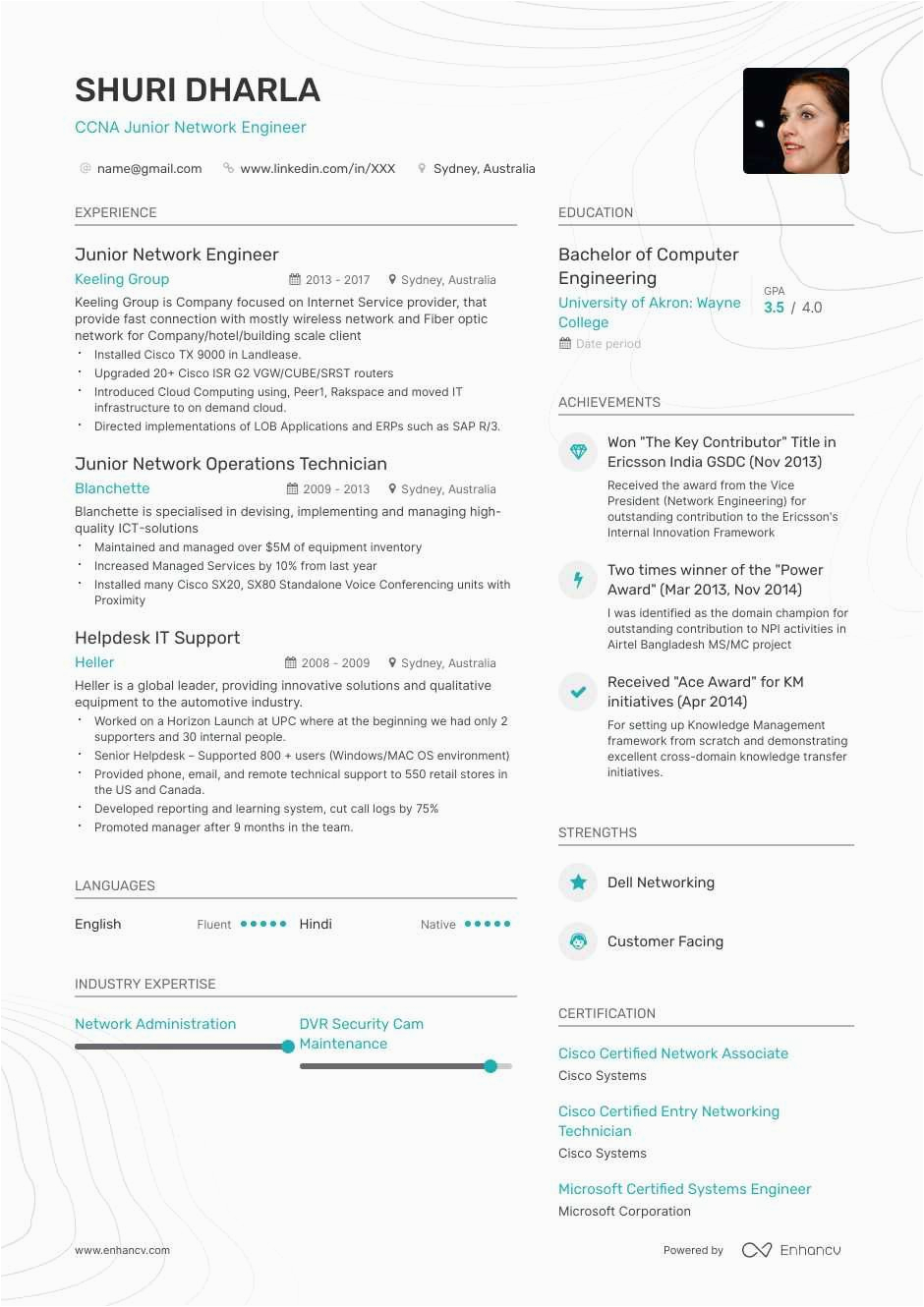 Sample Resume for 1 Year Experience In Network Engineer Entry Level Network Engineer Resume Examples Skills
