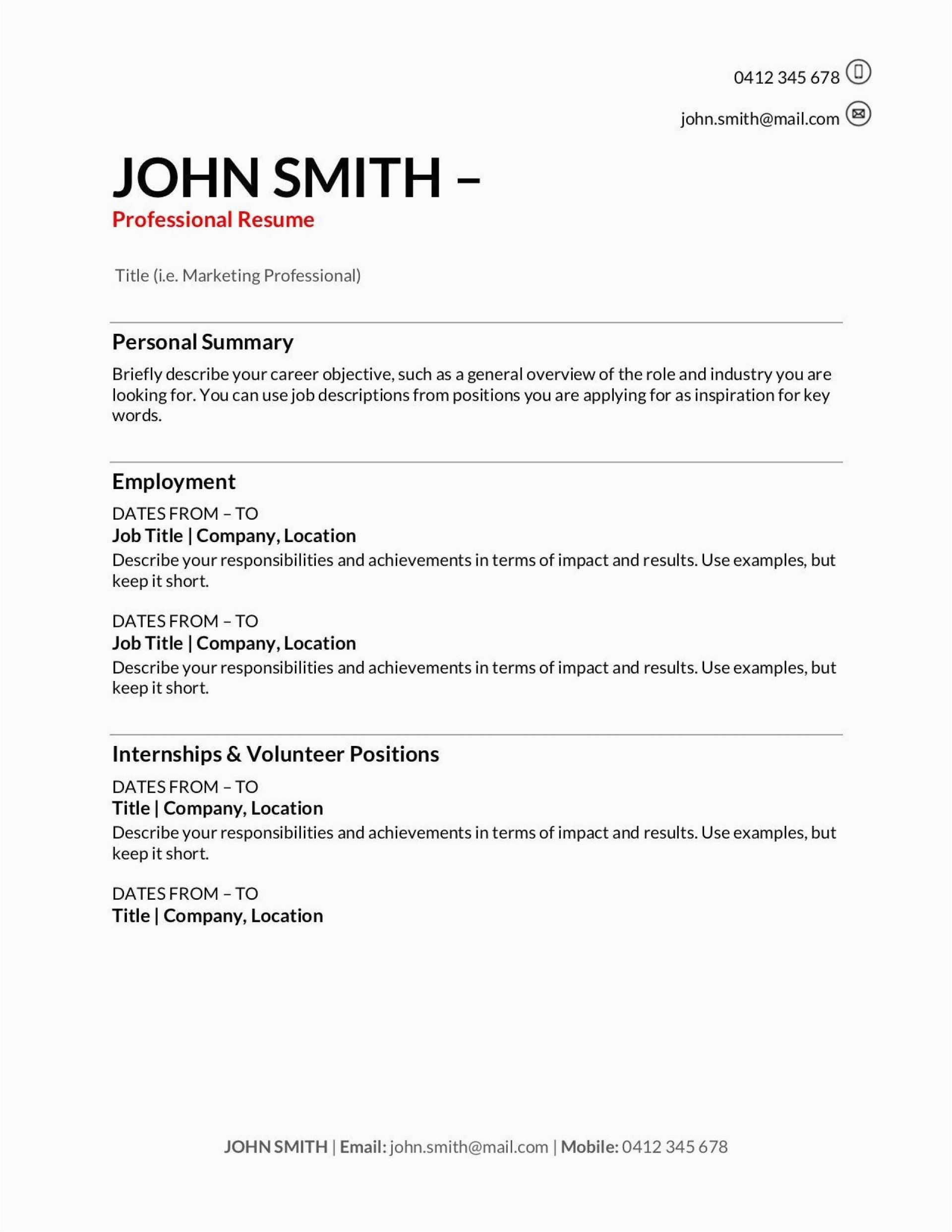 Sample Resume for A First Time Job First Job Resume Template Addictionary