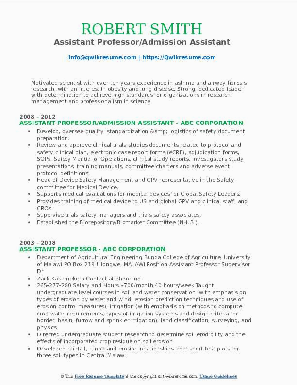 Sample Resume for assistant Professor Management assistant Professor Resume Samples Sample Resume for assistant Professor Management assistant Professor Resume Samples