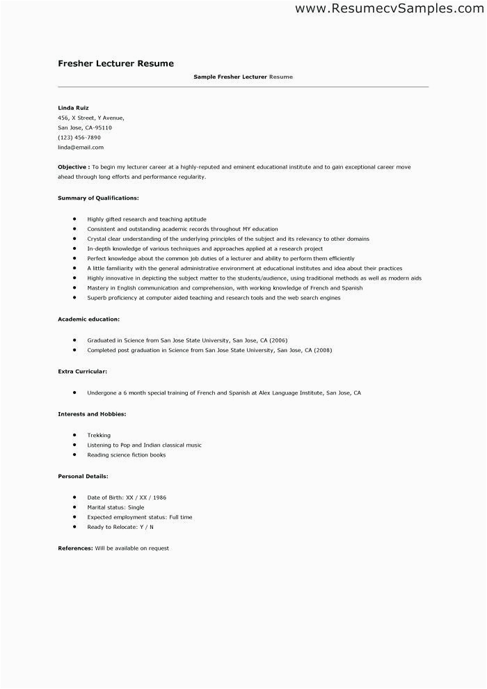 Sample Resume for assistant Professor Position In Engineering College Sample Resume for assistant Professor In Engineering