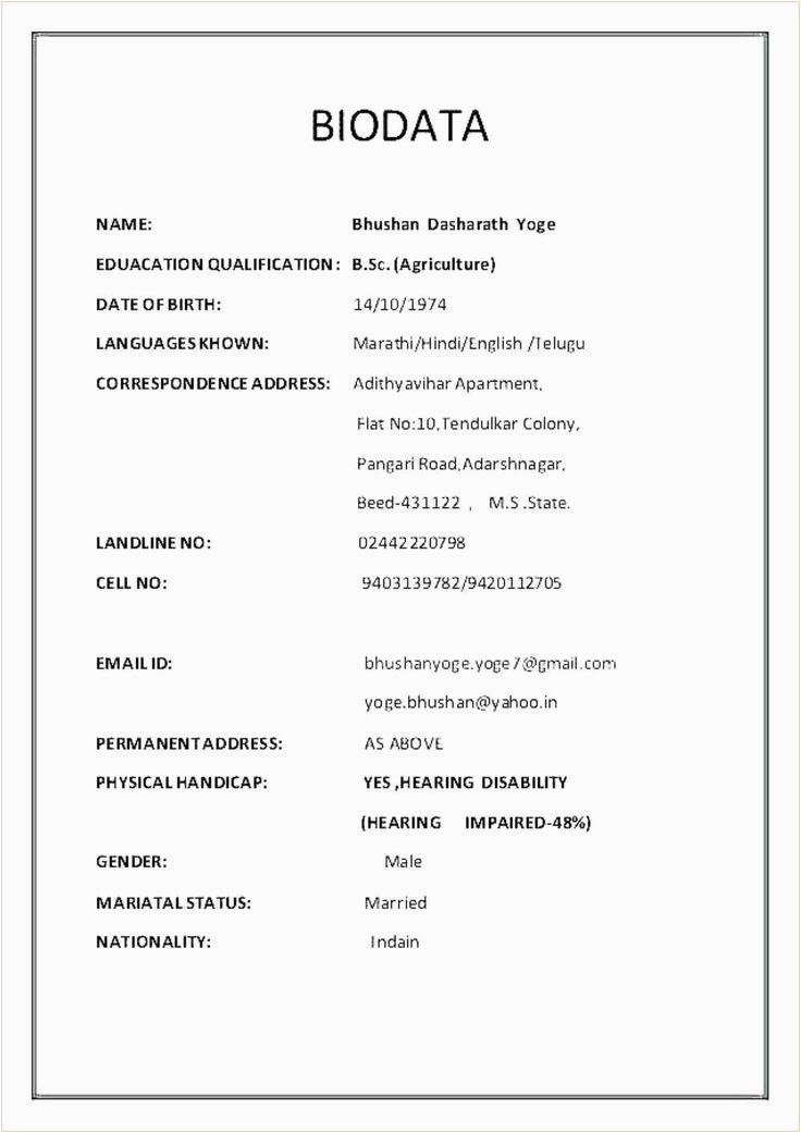 Sample Resume for Bsc Biotechnology Freshers Bsc Fresher Resume format Download Pdf