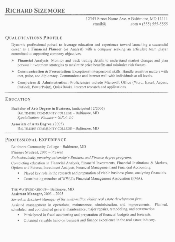 Sample Resume for Business College Student Sample Resume College Student