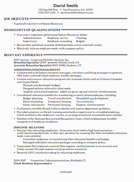 Sample Resume for Career Change to Human Resources Bination Resume Sample Human Resources Generalist