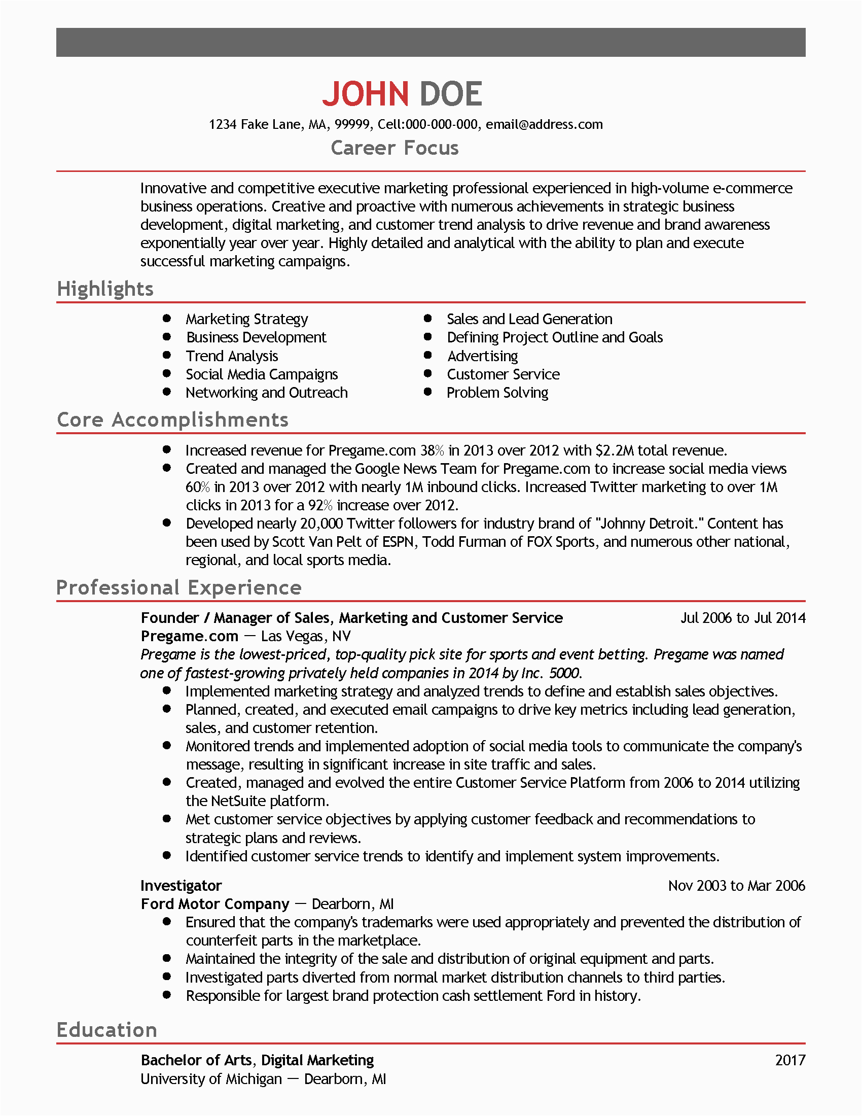 Sample Resume for Ecommerce Operations Manager E Merce Resume formats