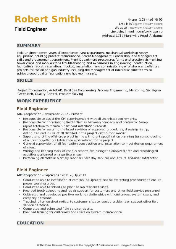 Sample Resume for Electrical Engineer In Construction Field Electrical Qa Qc Engineer Resume Best Resume Examples