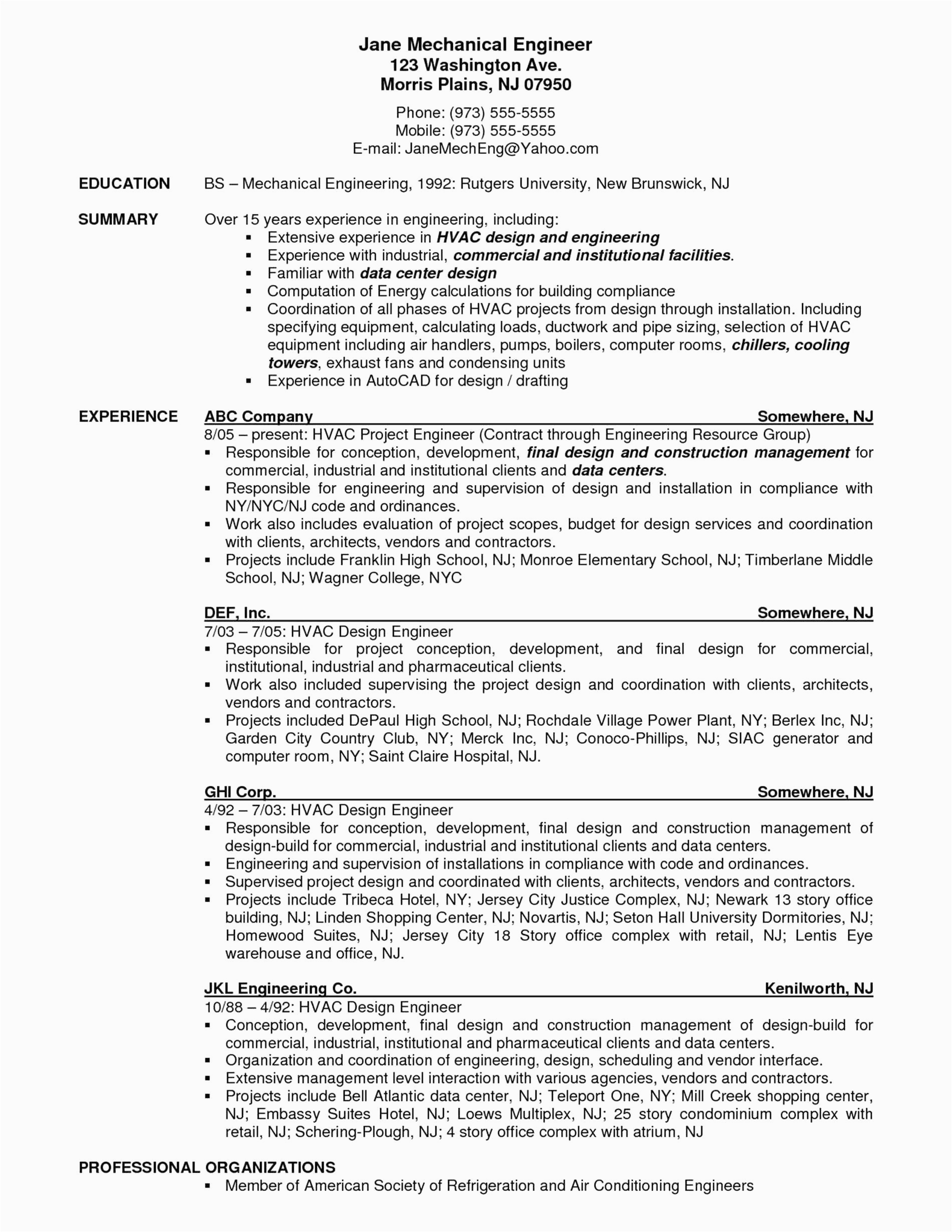 Sample Resume for Electrical Engineer In Power Plant 9 10 Sample Resume for Electrical Engineer