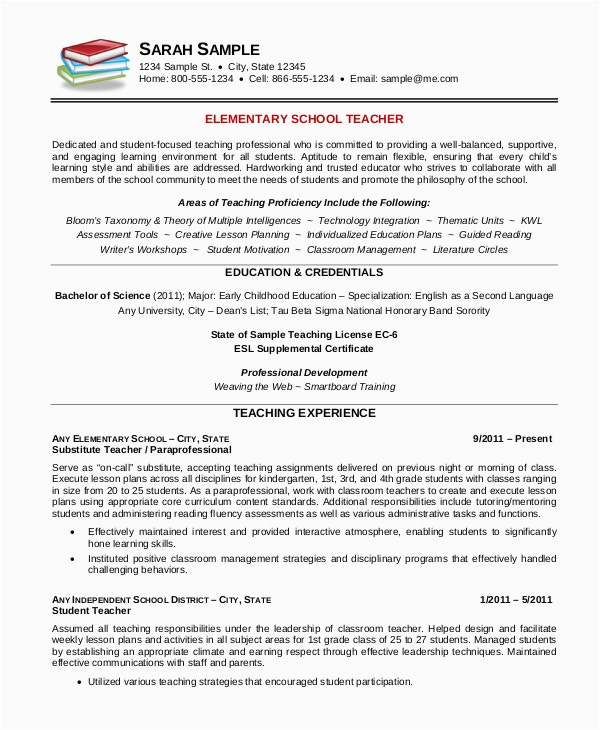 Sample Resume for Elementary Teachers In the Philippines Elementary Teacher Resume Template 7 Free Word Pdf