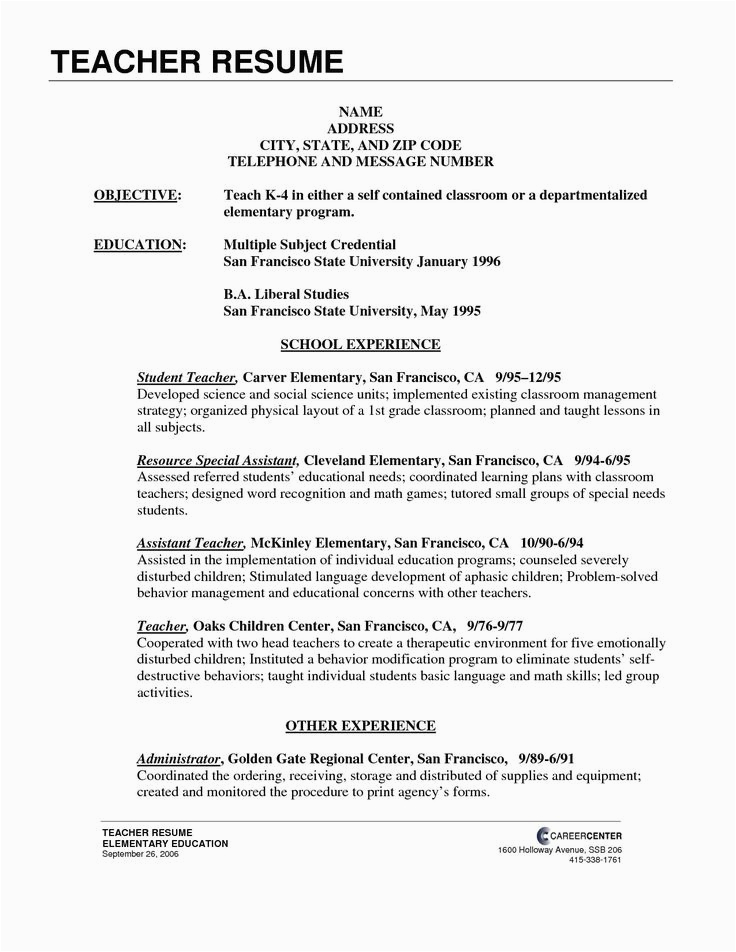 Sample Resume for Elementary Teachers In the Philippines New Free Teacher Templates