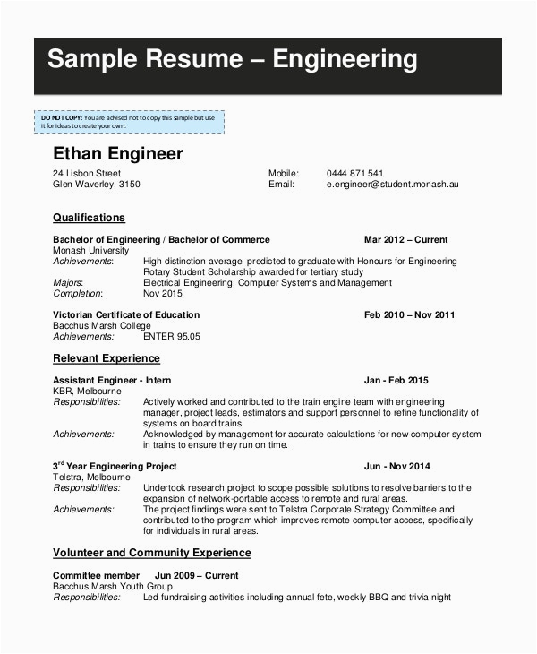Sample Resume for Engineering Students Pdf 9 Student Resume Templates Pdf Doc