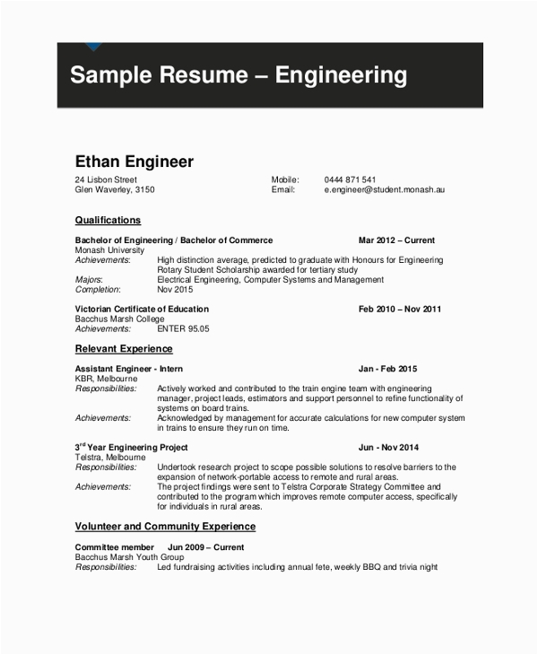 Sample Resume for Engineering Students Pdf Free 10 Sample Student Resume Templates In Pdf