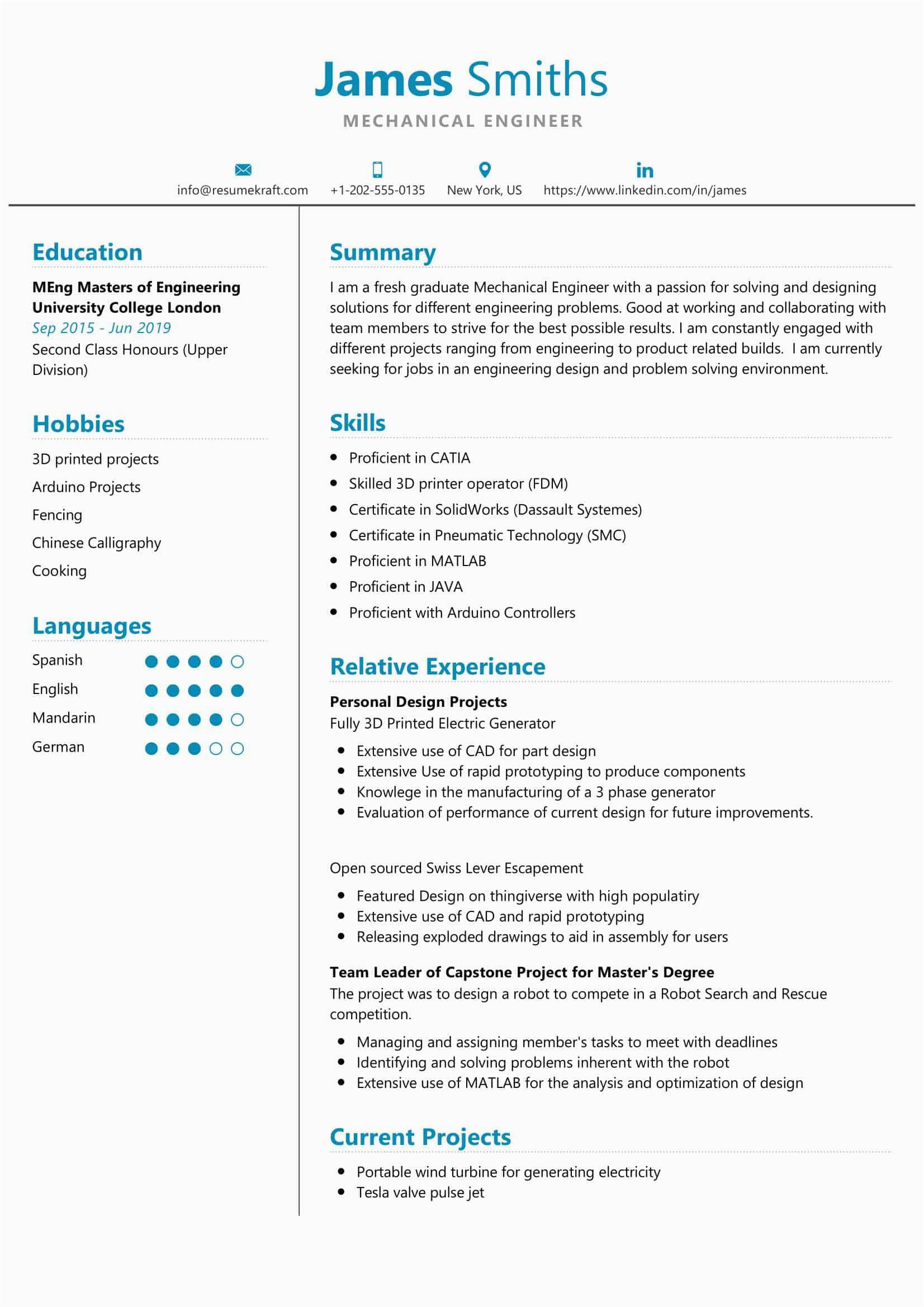 Sample Resume for Engineering Students Pdf Mechanical Engineer Student Resume Resumekraft