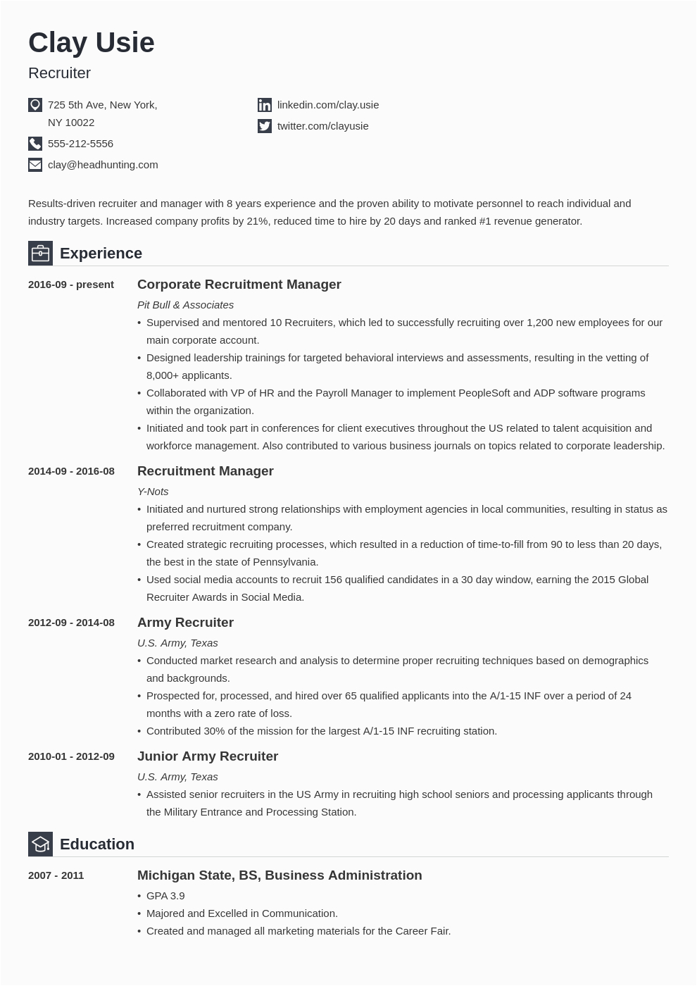 Sample Resume for Experienced Hr Recruiter Recruiter Resume Sample [entry Level It Hr Corporate]