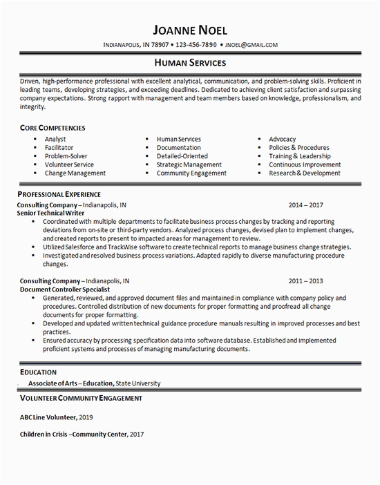 Sample Resume for Human Services Position Human Services Resume Example Technical Writer
