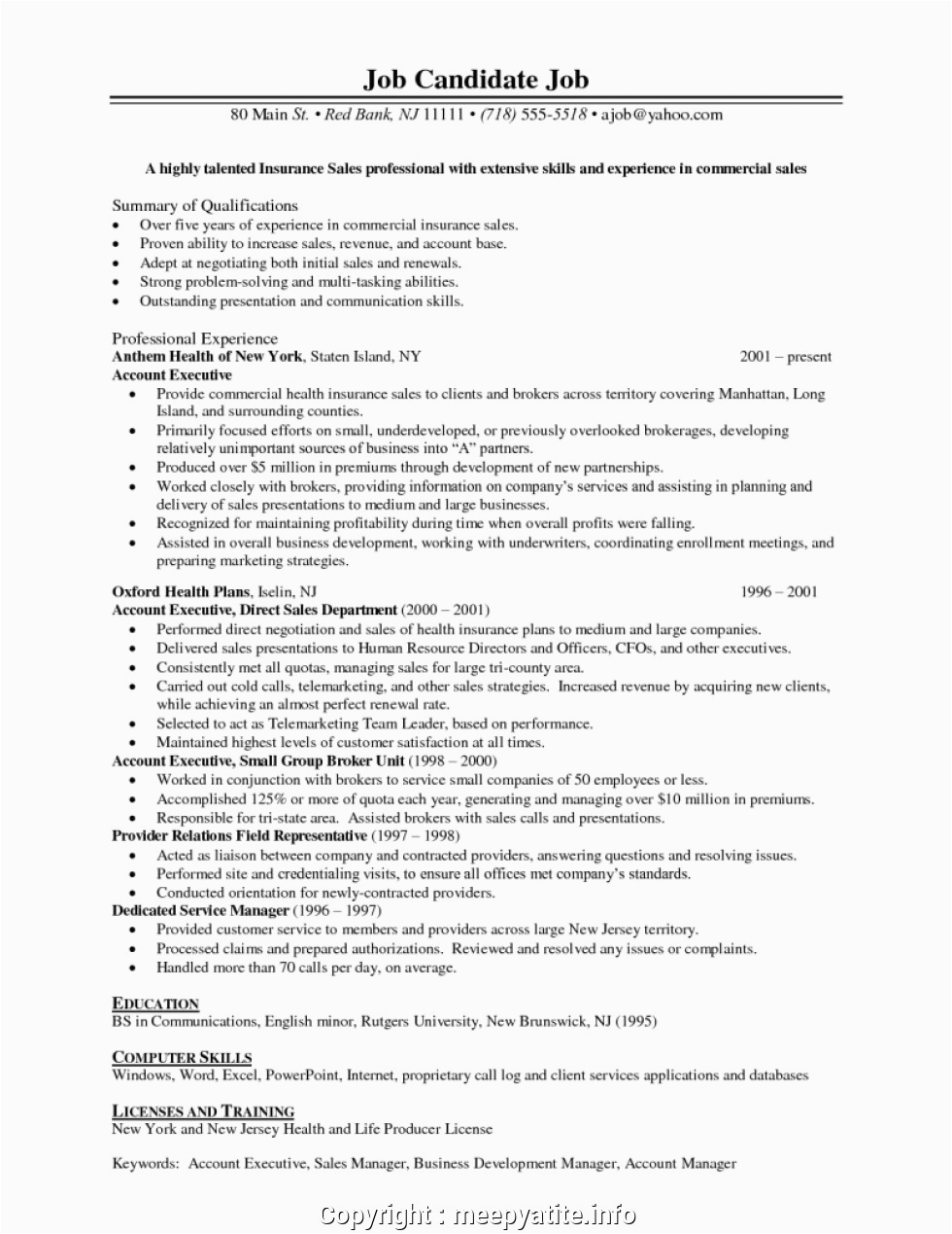 Sample Resume for Insurance Sales Manager Professional Sales Manager Insurance Resume 15 Insurance
