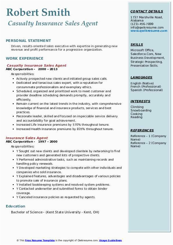 Sample Resume for Life Insurance Sales Manager Insurance Sales Agent Resume Samples
