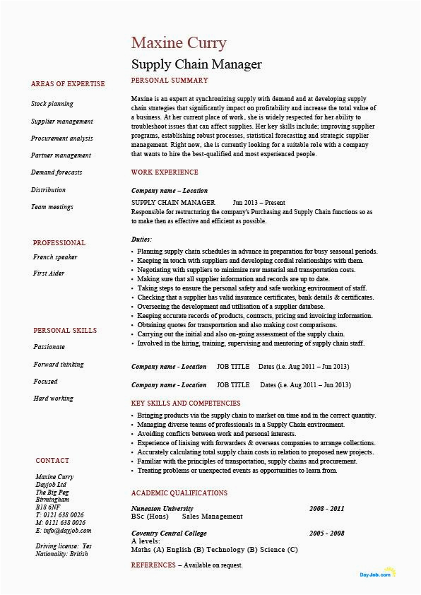 Sample Resume for Logistics and Supply Chain Management Pdf Supply Chain Management Resume Job Description Sample