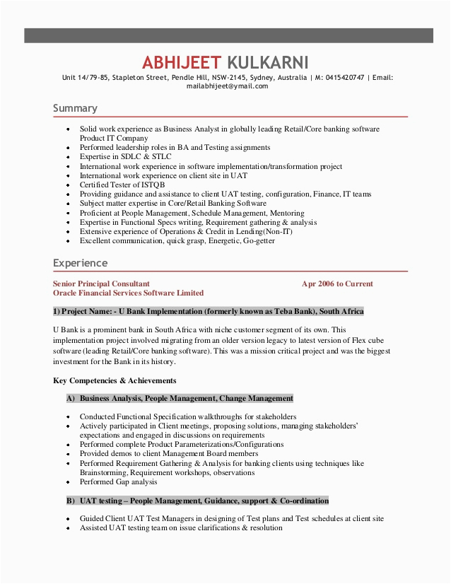 Sample Resume for Manual Testing Banking Domain Abhijeet Resume