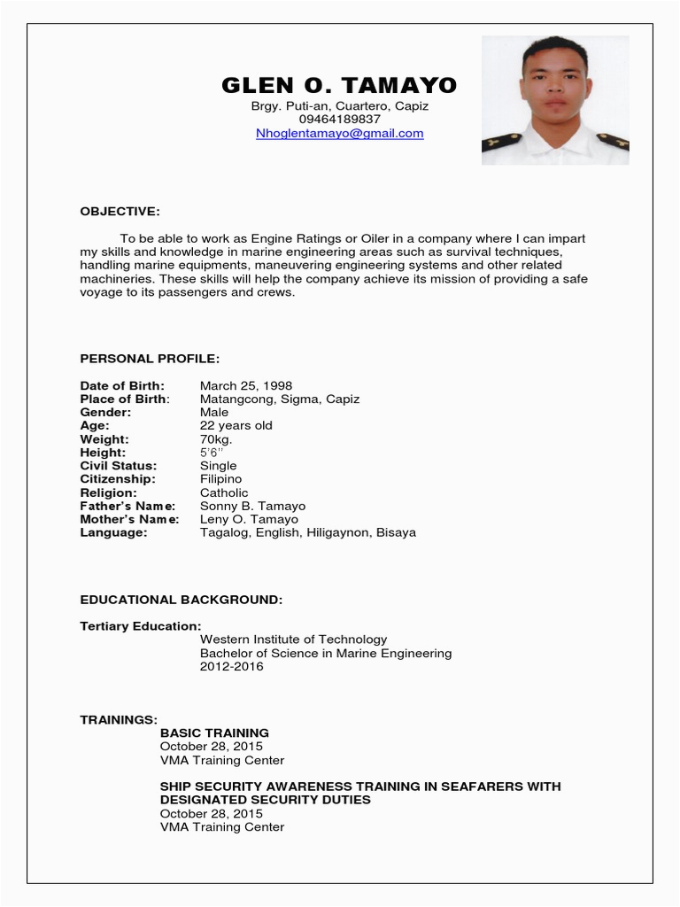 Sample Resume for Marine Engineering Apprenticeship Marine Engineering Resume Ships Engineering
