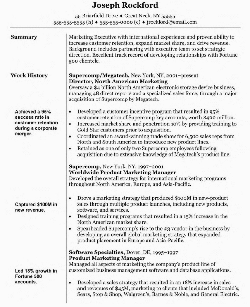 Sample Resume for Marketing Executive Position Resume format Resume for Marketing Director