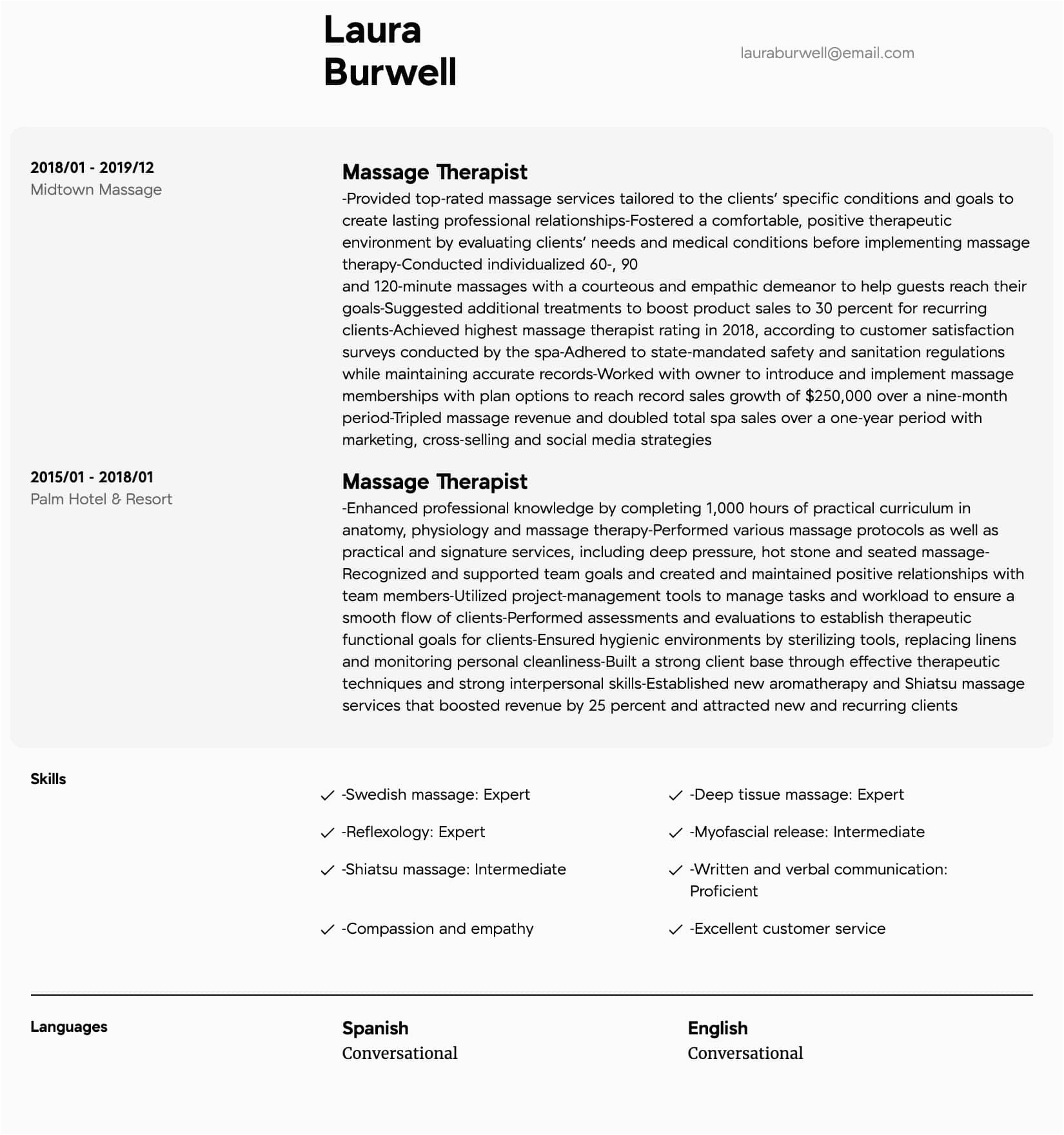 Sample Resume for Massage therapist with No Experience Massage therapist Resume Samples