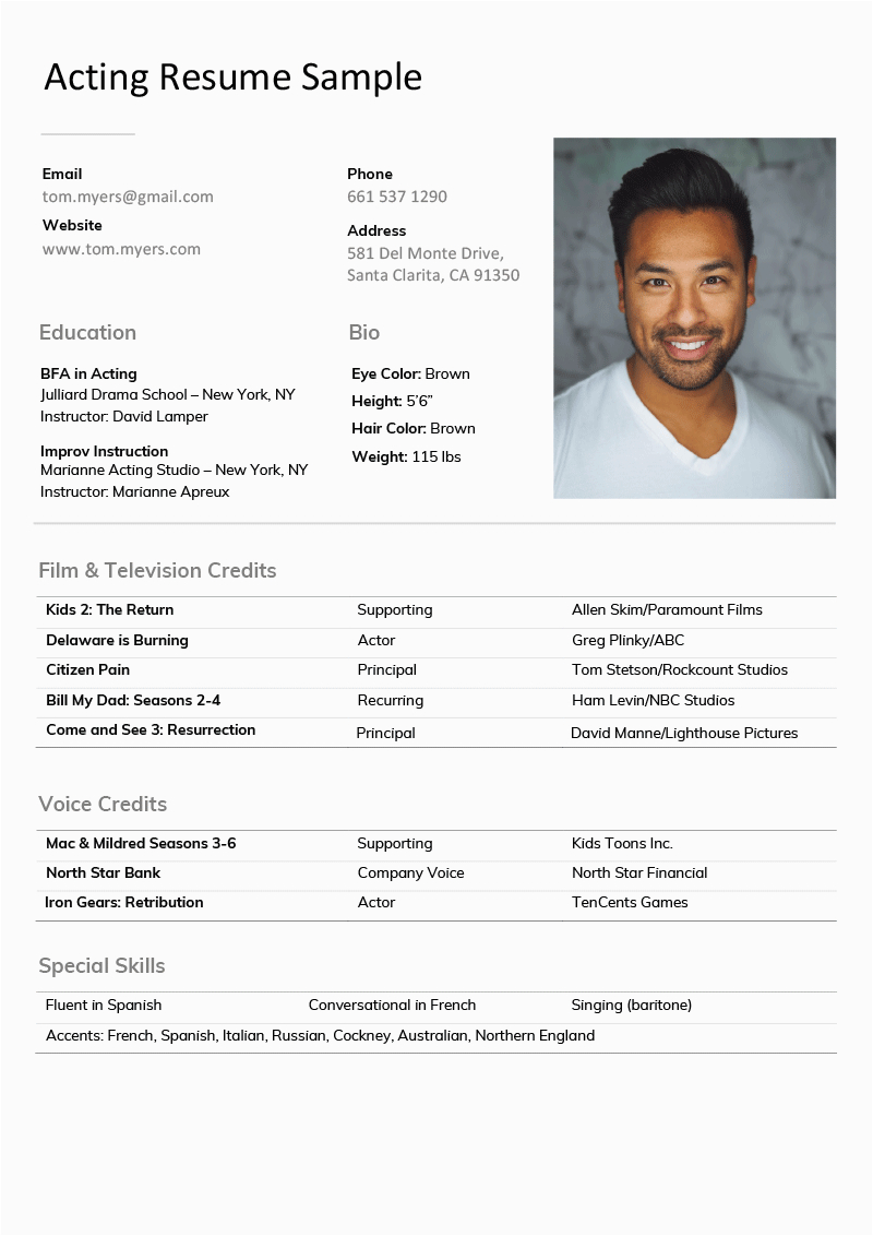 Sample Resume for Models and Actors Acting Resume Sample [writing Tips & Actor Resume Templates]