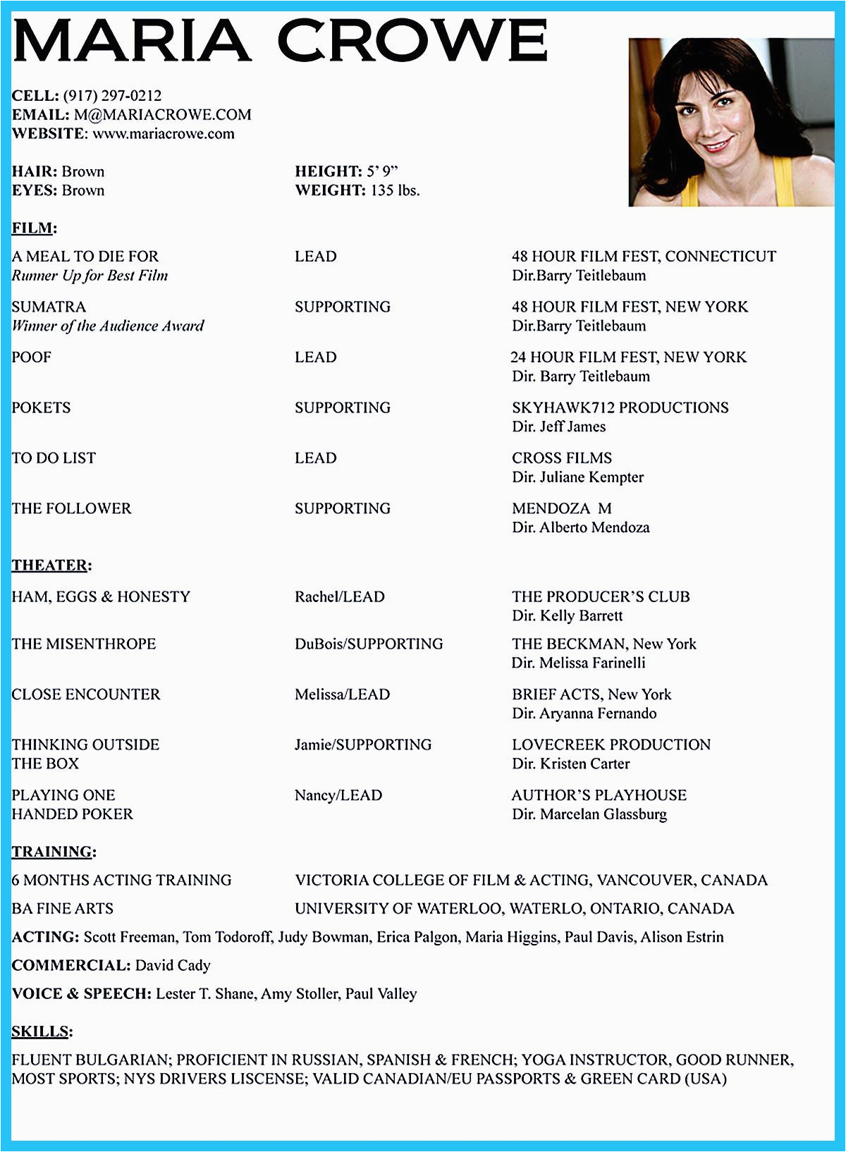Sample Resume for Models and Actors Acting Resume Template is Very Useful for You who are now