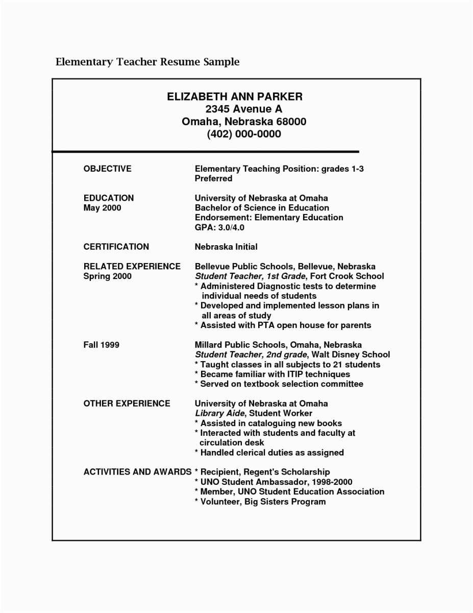 Sample Resume for Online Teaching Position Sample Resume for Teaching Position