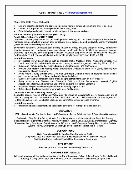 Sample Resume for Recently Released Inmates Corrections Ficer Resume Example
