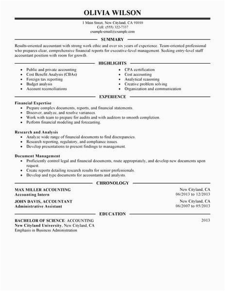 Sample Resume for Staff Accountant Position Best Staff Accountant Resume Example